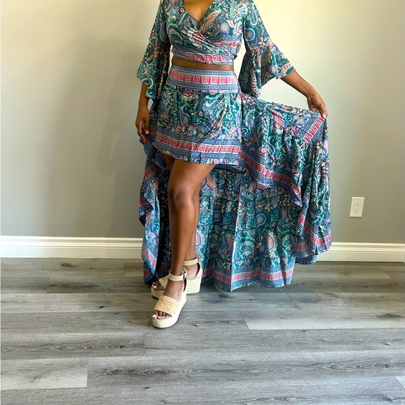 Dress skirt and top set bohemian style boho set flowy summer outfit - Picture 3 of 4